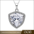 OUXI 18K White Gold Plated Necklace Crystal Shield Necklace